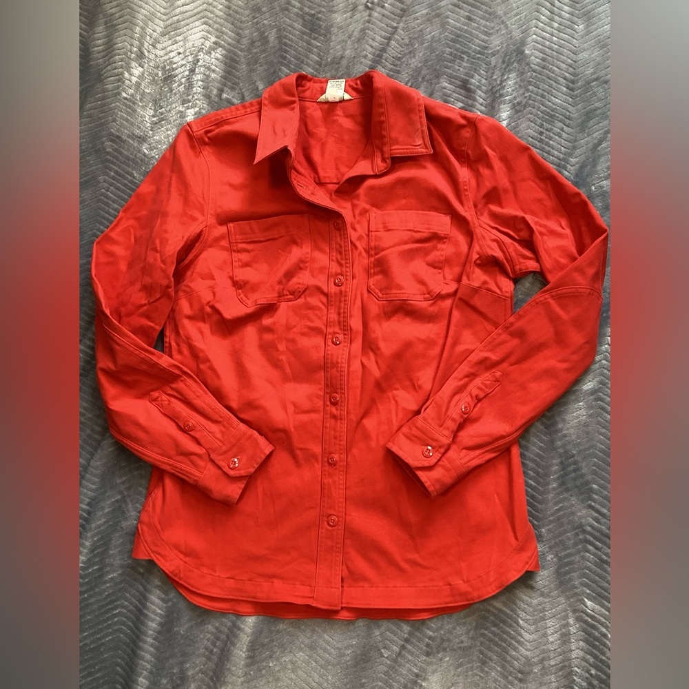 Womens Duluth Trading Co Blue Ridge Moleskin Stretch Shirt Red Small.